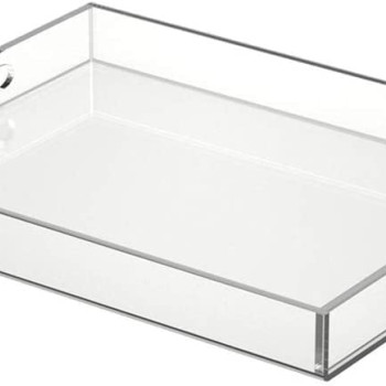 Acrylic Serving Tray (45x35 cm), Spill Proof - Clear Decorative Tray, Coffee tray, Table Countertop with Handles tray صينية تقديم من الاكريليك