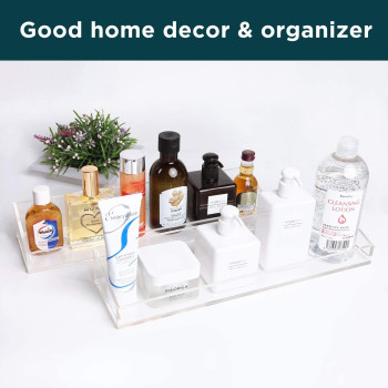 Best Media, Acrylic Bathroom Shelves, Wall Mounted No Drilling Thick Clear Storage & Display Shelving, 2 Pack