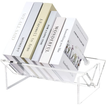 Best Media, (40x20cm) Acrylic Desktop Bookcase, Book Storage Organizer Bookshelves, Clear Modern Tabletop Storage Rack حامل و منظم كتب و مجلات لسطح المكتب، سهل التجميع