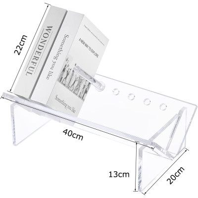 Best Media, (40x20cm) Acrylic Desktop Bookcase, Book Storage Organizer Bookshelves, Clear Modern Tabletop Storage Rack حامل و منظم كتب و مجلات لسطح المكتب، سهل التجميع