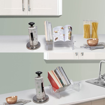 Best Media, (40x20cm) Acrylic Desktop Bookcase, Book Storage Organizer Bookshelves, Clear Modern Tabletop Storage Rack حامل و منظم كتب و مجلات لسطح المكتب، سهل التجميع