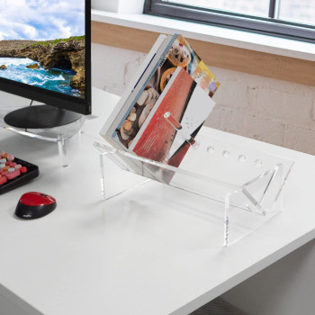 Best Media, (40x20cm) Acrylic Desktop Bookcase, Book Storage Organizer Bookshelves, Clear Modern Tabletop Storage Rack حامل و منظم كتب و مجلات لسطح المكتب، سهل التجميع