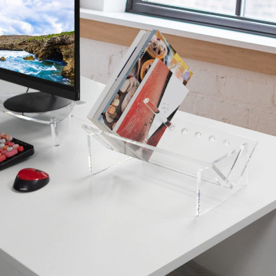 Best Media, (40x20cm) Acrylic Desktop Bookcase, Book Storage Organizer Bookshelves, Clear Modern Tabletop Storage Rack حامل و منظم كتب و مجلات لسطح المكتب، سهل التجميع