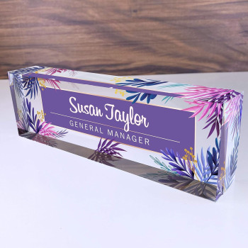 Personalized Name Plate for Desks (20x3x6 cm), Custom Desk Name Plate with Name and Credentials, Office Desk Decor