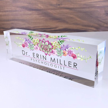 Personalized Name Plate for Desks (20x3x6 cm), Custom Desk Name Plate with Name and Credentials, Office Desk Decor