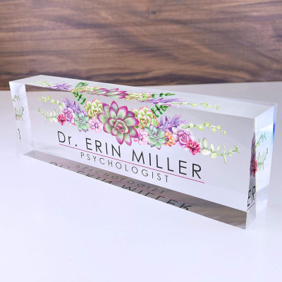 Personalized Name Plate for Desks (20x3x6 cm), Custom Desk Name Plate with Name and Credentials, Office Desk Decor