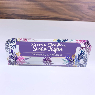 Personalized Name Plate for Desks (20x3x6 cm), Custom Desk Name Plate with Name and Credentials, Office Desk Decor