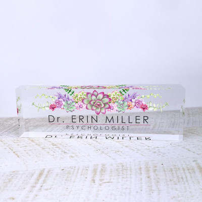 Personalized Name Plate for Desks (20x3x6 cm), Custom Desk Name Plate with Name and Credentials, Office Desk Decor