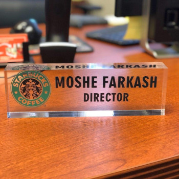 Personalized Name Plate for Desks (20x3x6 cm), Custom Desk Name Plate with Name and Credentials, Office Desk Decor