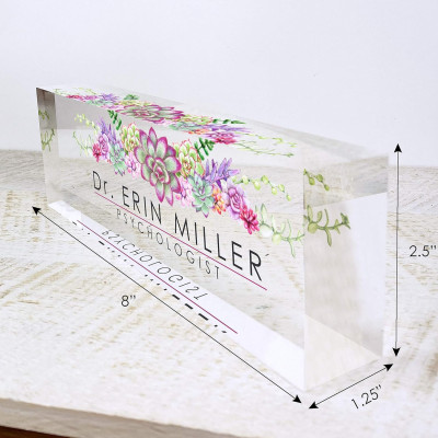 Personalized Name Plate for Desks (20x3x6 cm), Custom Desk Name Plate with Name and Credentials, Office Desk Decor