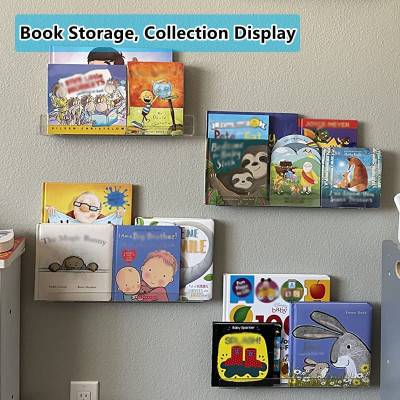 Best Media, Clear Acrylic Shelves for Wall - Pack of 3 Invisible Floating Bookshelf with Installation Kit & Covers to Hide Screws - Decoration & Storage Acrylic Wall Shelf s Room, Bathroom & Kitchen