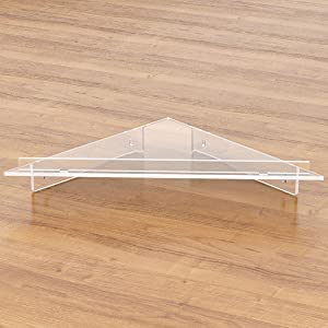 Best Media,4 Pack, Small Bathroom Corner Shelf (20x28cm), Clear Acrylic Wall Mount Floating Shower Organizer for Bottles, Cups and Plants رف زاويه منظم صغير للحمام