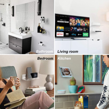 2-Piece Floating Wall Shelves, Clear Acrylic Shelves with Cable Clips, 30 cm Compact Wall-Mounted Display for Bedroom Bathroom Gaming Room Living Room or Office Use, Clear Color