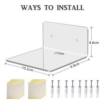 4-Piece Small Acrylic Wall Shelves, 10 cm Floating Display Ledges for Storage and Decoration, Clear Wall-Mounted Mini Shelves with 2 Installation Methods for Home or Office Use, Clear