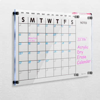 Acrylic Dry Erase Calendar for Wall, 58 x 40 CM, Clear Acrylic White Board Calendar for Home and Office, Stylish & Functional Wall Calendar
