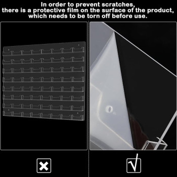 64-Pocket Wall Mount Acrylic Business Card Holder, Clear Sticker Display Rack and Multiple Card Organizer with Pre-Drilled Holes - 60L x 5W x 65H cm - 64-Pocket Wall Mount - 1 piece - Clear