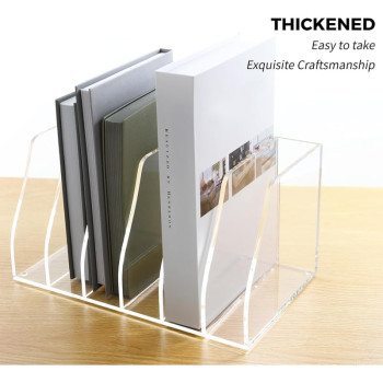 6-Compartment Clear Acrylic Magazine and File Holder, Vertical Desk Document Sorter and Organizer for Office, Home, or Classroom - 35L x 25W x 18H cm - 6-Slot Vertical - 1 piece - Clear