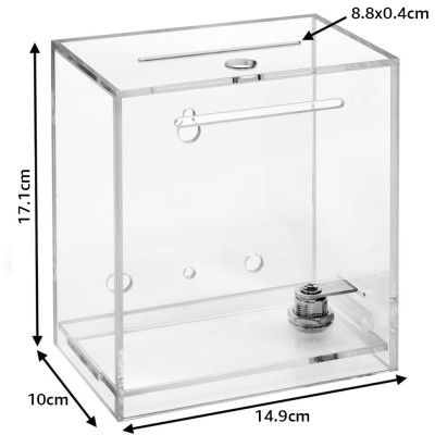 Acrylic Donation and Suggestion Box with Lock, Crystal Clear Freestanding or Wall-Mounted Display Box for Ballots, Promotions, or Feedback, Secure Slot Lid with Keys, Transparent Design