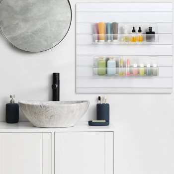 Slatwall J-Ledge Shelf, Classic Design Acrylic Display with Lip, 15.24 cm Width 4 Pack, Clear, Retail Boutique & Home Storage, Heavy Duty Floating Panel Shoe Rack & Organization