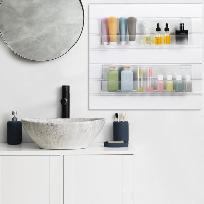 Slatwall J-Ledge Shelf, Transparent Design Acrylic Display with Lip, 45.2 cm Width 4 Pack, Clear, Retail Boutique & Home Storage, Heavy Duty Floating Panel Shoe Rack & Organization