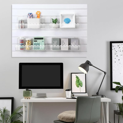 Slatwall J-Ledge Shelf, Wavy Design Acrylic Display with Lip, 30.48 cm Width 4 Pack, Clear, Retail Boutique & Home Storage, Heavy Duty Floating Panel Shoe Rack & Organization