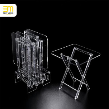 Acrylic 4 Square Classic Design Coffee Tables with Stand Set, a collection of Transparent Nesting End Tables for Living Room Decor- Classic - 4 Piece Set - Transparent