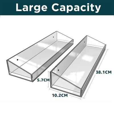 2-Pack Transparent Acrylic Bathroom Shelves, Wall Mounted No-Drill Storage & Display Shelving, a Thick Organizer for the Shower- Modern Adhesive - 2-Pack - Transparent
