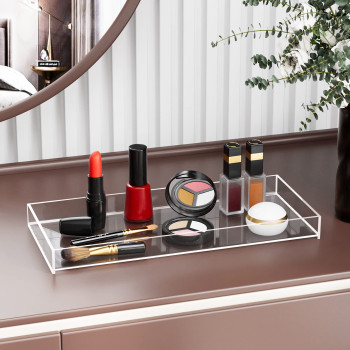 Transparent Acrylic Vanity Tray, a Bathroom Storage Organizer for Countertops, Toilet Tanks, and Bathtubs for your essentials- 30x12-7 cm - Modern - 1 Piece - Transparent