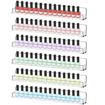 6-Tier Transparent Acrylic Wall Mounted Nail Polish Rack, a 38.1 cm Organizer Shelf for up to 48 Bottles of polish or oils- Modern - Transparent