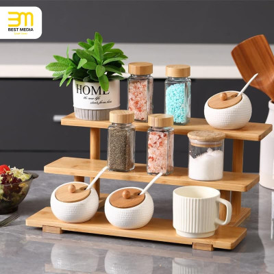 3-Tier Bamboo Bathroom Counter Organizer, a Perfume Display Riser Stand and a Wooden Makeup and Lotion Shelf for your home- Eco-Friendly - 1 Piece - Bamboo