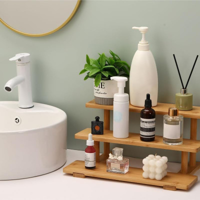 3-Tier Bamboo Bathroom Counter Organizer, a Perfume Display Riser Stand and a Wooden Makeup and Lotion Shelf for your home- Eco-Friendly - 1 Piece - Bamboo