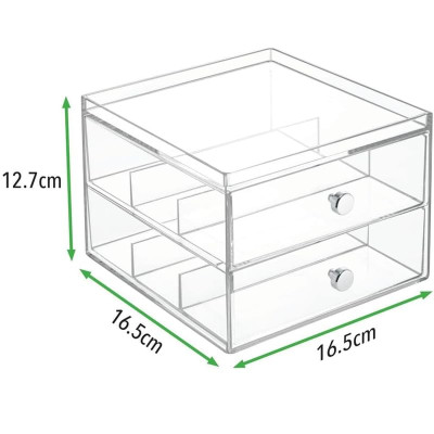 2-Piece Set Stackable Eyeglass Organizer, a 2-Drawer Holder for Sunglasses, Eyeglasses, and various Reading Glasses- Modern - 2-Piece Set - Transparent