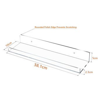 4-Pack Premium Transparent Acrylic Floating Shelves, a 38-1 cm Invisible Wall Ledge Display and Heavy-Duty 5mm Thick Bookshelf- Modern - 4-Pack - Transparent