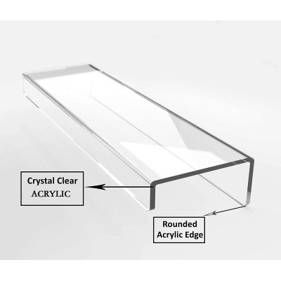 4-Pack Premium Transparent Acrylic Floating Shelves, a 38-1 cm Invisible Wall Ledge Display and Heavy-Duty 5mm Thick Bookshelf- Modern - 4-Pack - Transparent