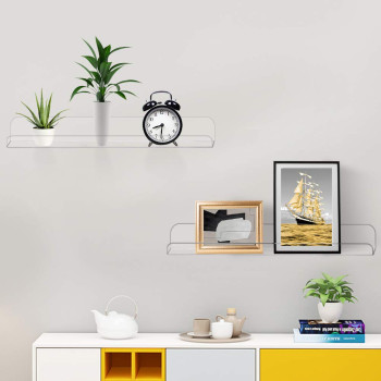 4-Pack Transparent Acrylic Floating Wall Shelves, a 38-1 cm Invisible Ledge Bookshelf and a Wall Mounted Kids Book Display Shelf- Modern - 4-Pack - Transparent