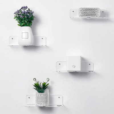 22.9 cm Transparent Acrylic Floating Wall Shelves, a Small Wall Shelf for the Bedroom, Bathroom, Kitchen, or Living Room- Modern - Set of 4 - Transparent