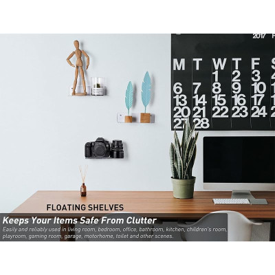 22.9 cm Transparent Acrylic Floating Wall Shelves, a Small Wall Shelf for the Bedroom, Bathroom, Kitchen, or Living Room- Modern - Set of 4 - Transparent