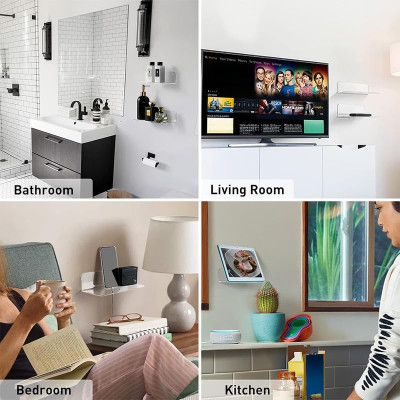 22.9 cm Transparent Acrylic Floating Wall Shelves, a Small Wall Shelf for the Bedroom, Bathroom, Kitchen, or Living Room- Modern - Set of 4 - Transparent