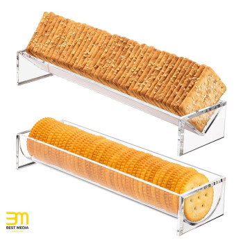 Transparent Acrylic Cracker Tray for Serving, a Rectangular Cracker Holder & Food Display Stand for Party & Charcuterie Boards- Modern - Set of 2 - Transparent