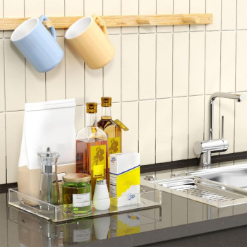 Large Transparent Acrylic Serving Tray with Handles, a Spill-Proof Decorative Organizer for an Ottoman or a Coffee Table- 30-5x40-6 cm - Modern - 1 Piece - Transparent