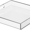 Transparent Acrylic Serving Tray with Handles, a Spill-Proof Square Decorative Coffee Tray and a Modern Organizer for your table- 25x25 cm - Modern - 1 Piece - Transparent