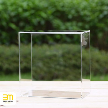 Large Transparent Acrylic Wedding Card Box with Slot, a Secure Wishing Well Money Box for Receptions, and a Lockable Memory Box- 25x25x14cm - Secure - 1 Piece - Transparent