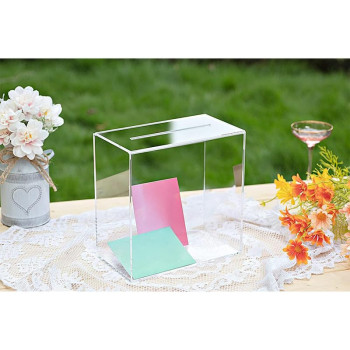Large Transparent Acrylic Wedding Card Box with Slot, a Secure Wishing Well Money Box for Receptions, and a Lockable Memory Box- 25x25x14cm - Secure - 1 Piece - Transparent