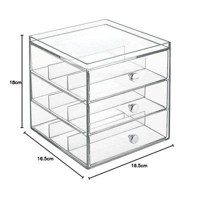 Mini Chest of Drawers for the Bathroom and Dresser, a Transparent Bathroom Storage Unit for Makeup and various other Accessories- Modern - 1 Piece - Transparent