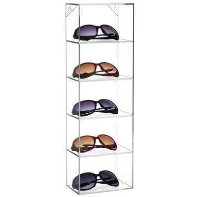 Modern 55-9 cm Transparent Acrylic Wall Mounted 5-Slot Sunglasses and Eyewear Display Rack, a Floating Storage Organizer Shelf- Modern - 1 Piece - Transparent
