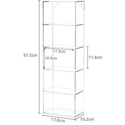 Modern 55-9 cm Transparent Acrylic Wall Mounted 5-Slot Sunglasses and Eyewear Display Rack, a Floating Storage Organizer Shelf- Modern - 1 Piece - Transparent