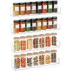 Transparent Acrylic Wall Mounted Spice Rack Organizer, a Hanging Seasoning Rack for your Kitchen Wall to save counter space- Modern - 4 Pack - Transparent
