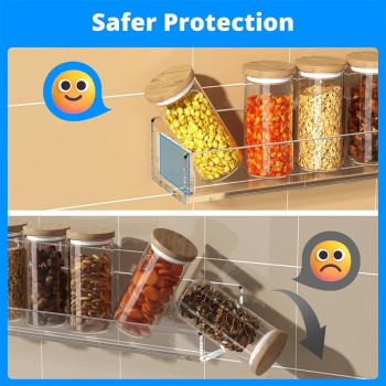 Transparent Acrylic Wall Mounted Spice Rack Organizer, a Hanging Seasoning Rack for your Kitchen Wall to save counter space- Modern - 4 Pack - Transparent