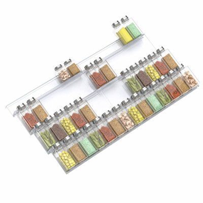 4-Tier Adjustable & Expandable Acrylic Spice Rack Tray, a Transparent Spice Drawer Organizer for your Kitchen Cabinets- Modern - 2 Pack - Transparent