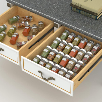 4-Tier Adjustable & Expandable Acrylic Spice Rack Tray, a Transparent Spice Drawer Organizer for your Kitchen Cabinets- Modern - 2 Pack - Transparent